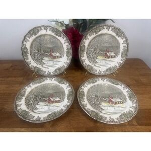 Johnson Bros Friendly Village School House Dinner Plates Set 4 England